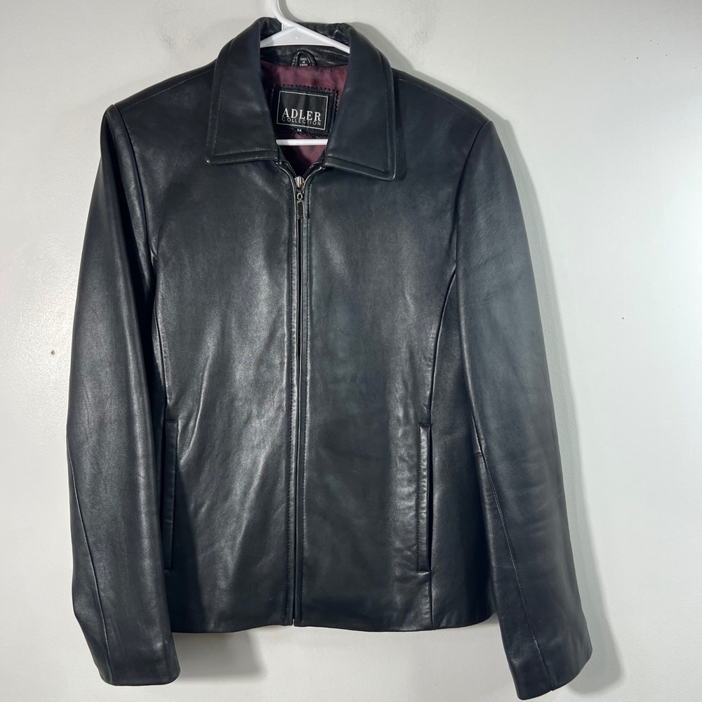 Adler Collection Real NZ Lamb Skin Leather Womens Jacket Black M